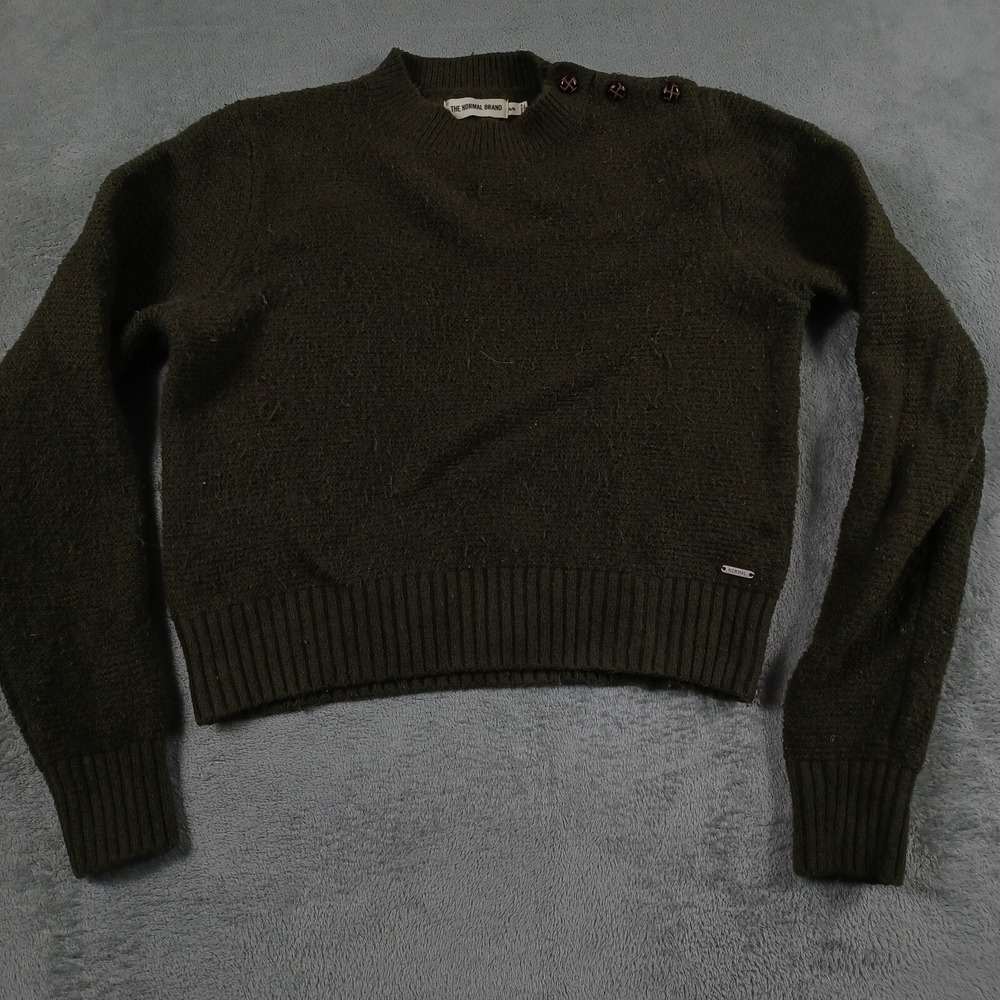 Normal Brand Sweater‎ Womens Small Green Preppy Cotton Blend Cropped